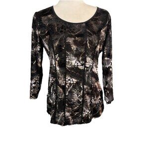 Only Nine Vintage Whimsy Goth Burned Out Velevet Blouse Corset Detail Size M